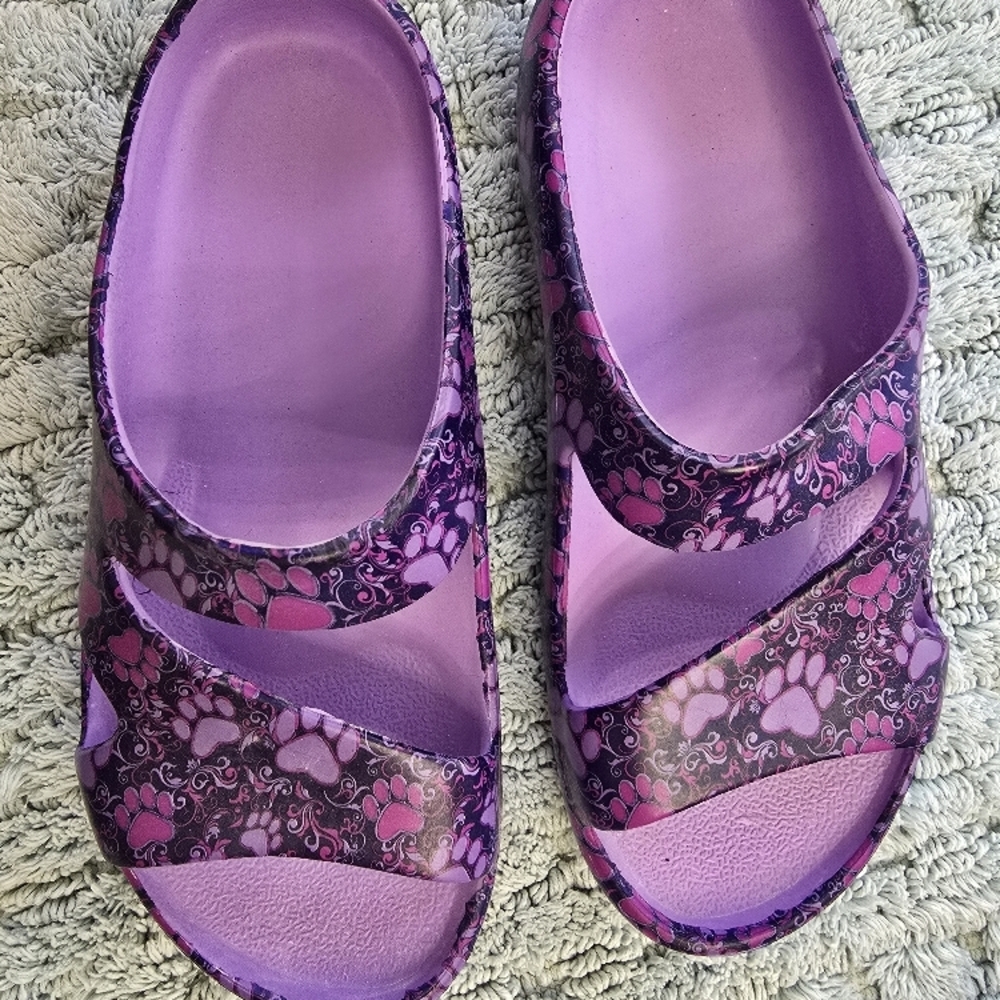 Purple and Pink Slide Sandals